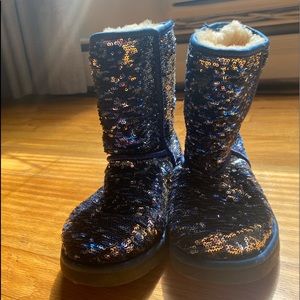 Navy Blue and Silver sparkle Ugg’s